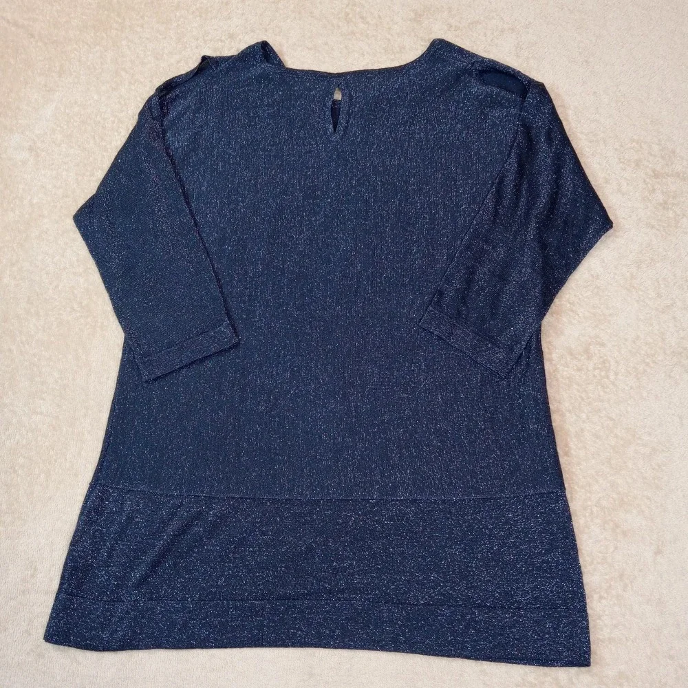 Soft Surroundings Tunic Round Neck Glitter Style Top Navy Blue Medium - Picture 11 of 11